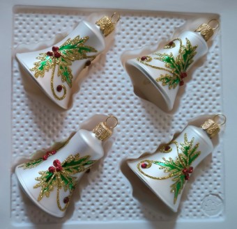 ZVONEK, SKLENĚNÝ, BÍLÝ, MAT, DEKOR